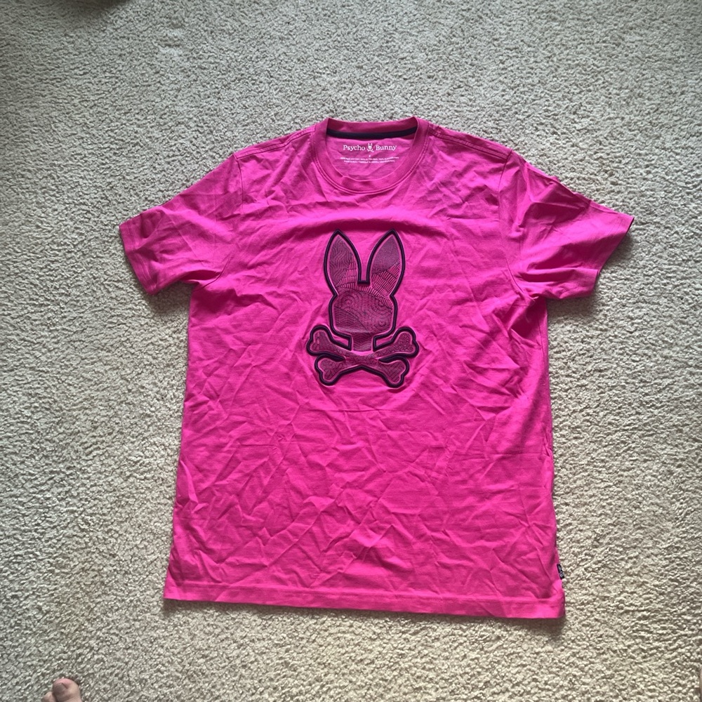 Psycho Bunny Pink Short Sleeve Tee with Bunny Graphic